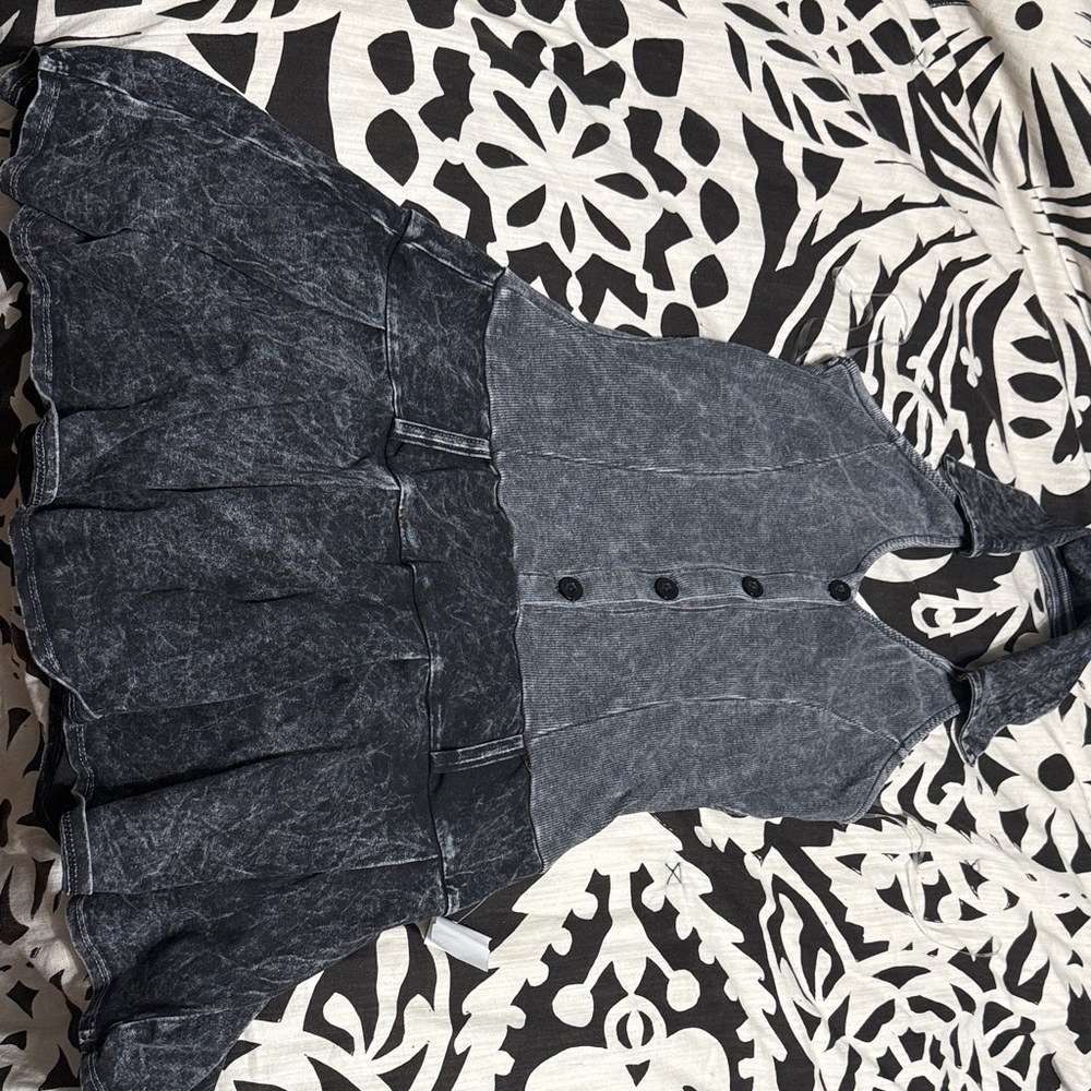 Elegant Charcoal Denim Mini Dress